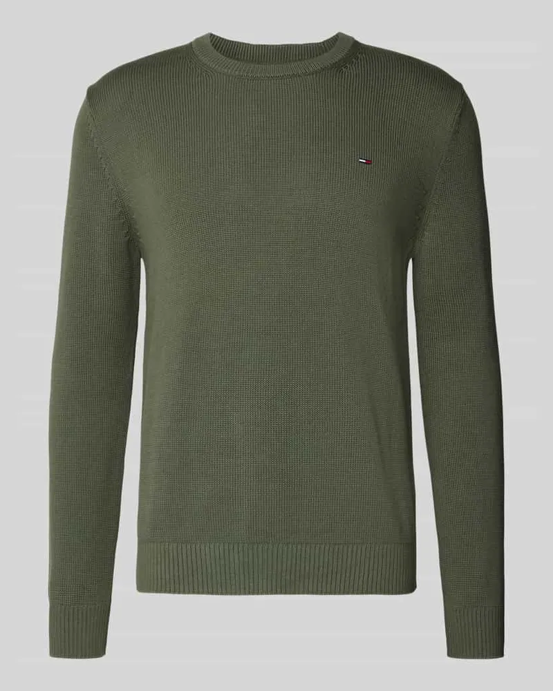Tommy Hilfiger Slim Fit Pullover aus reiner Baumwolle Dunkelgruen