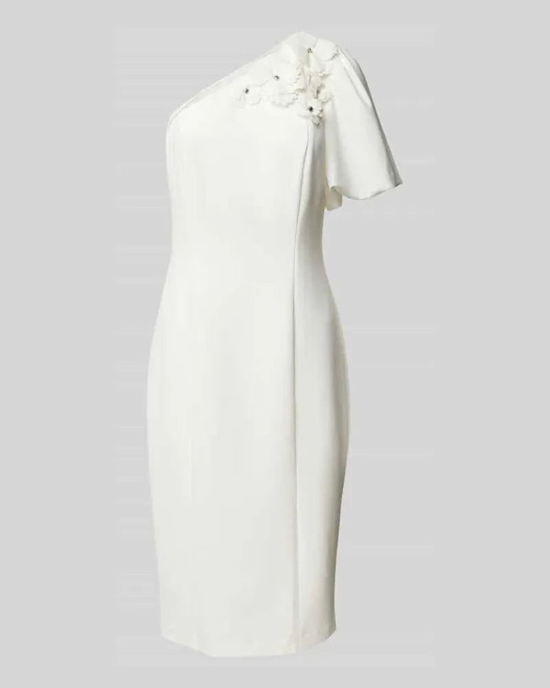 Adrianna Papell Knielanges Cocktailkleid mit floralen Applikationen Offwhite