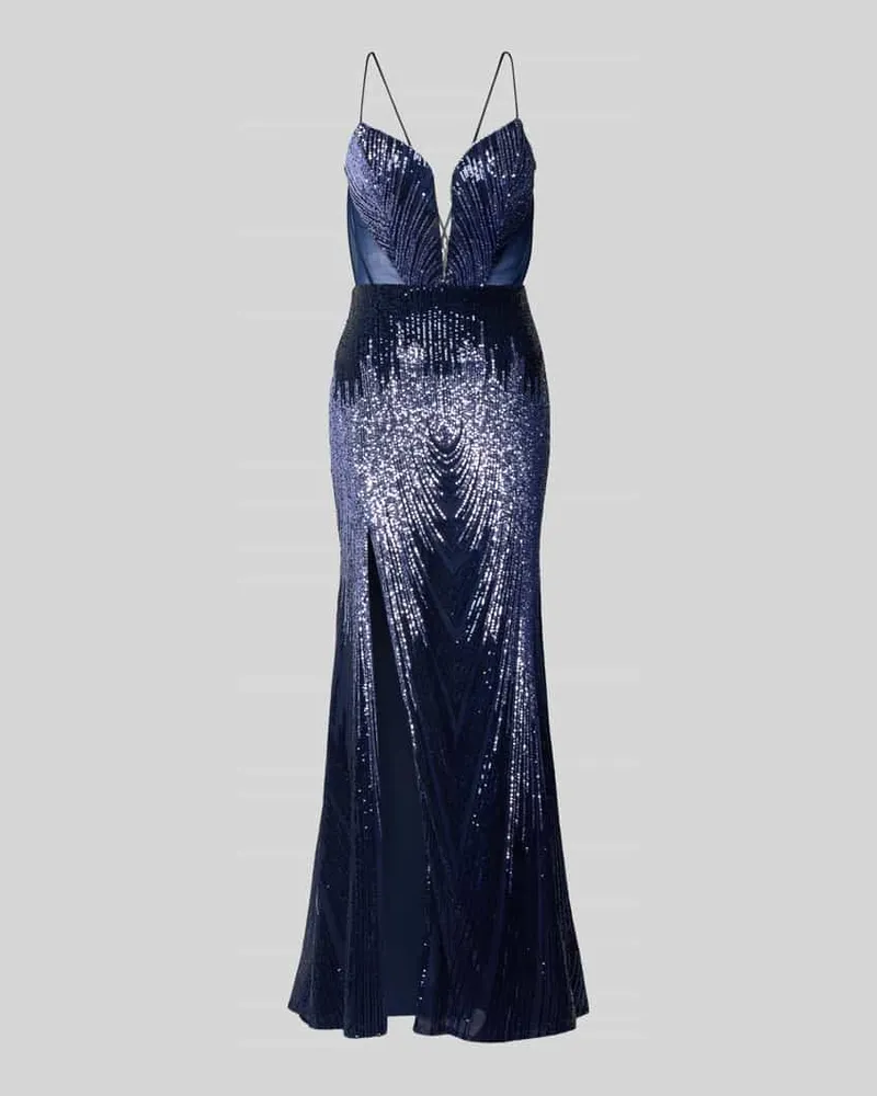 Mascara Slim Fit Abendkleid mit Allover-Pailettenbesatz Marine