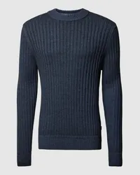 HUGO BOSS Strickpullover in Melange-Optik Modell 'Kriben Marine