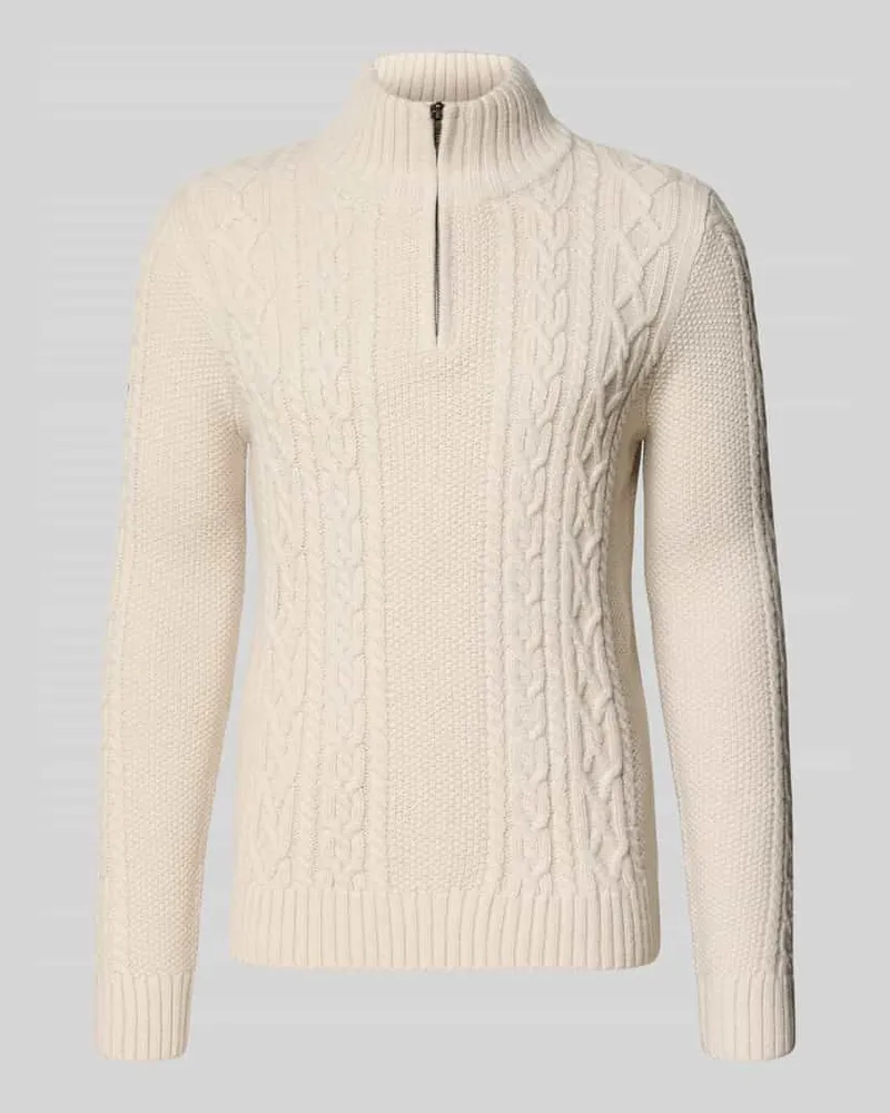 Superdry. Slim Fit Strickpullover mit Woll-Anteil Modell 'JACOB Ecru