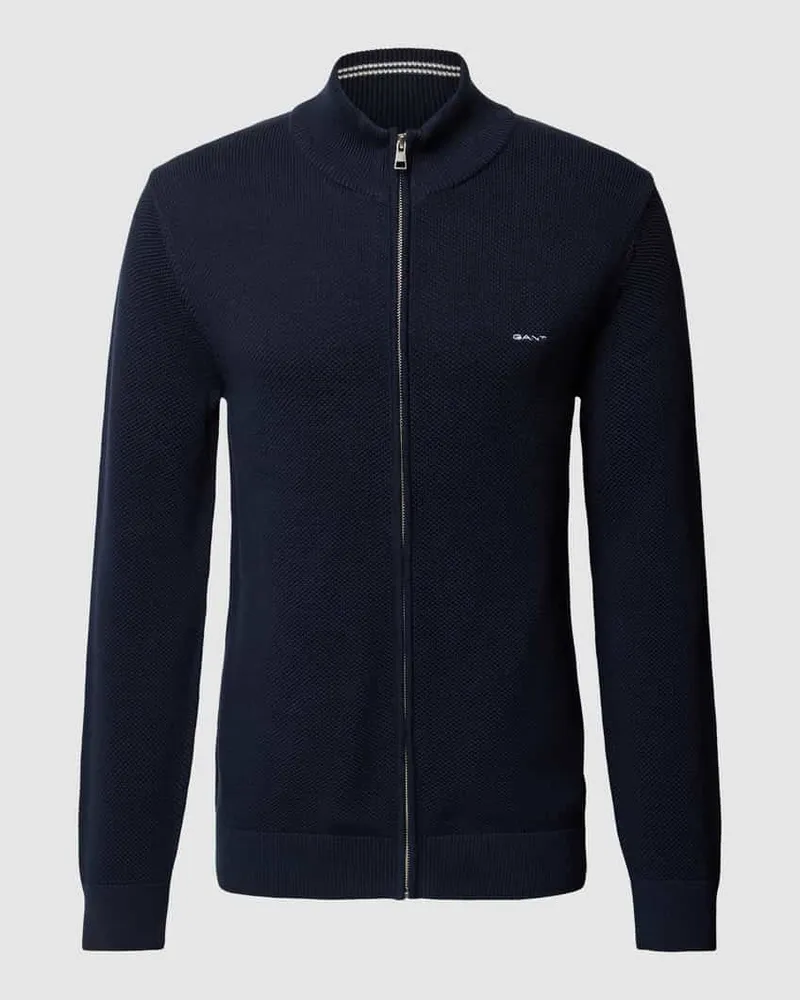 Gant Strickjacke mit Label-Stitching Modell 'PIQUE Marine