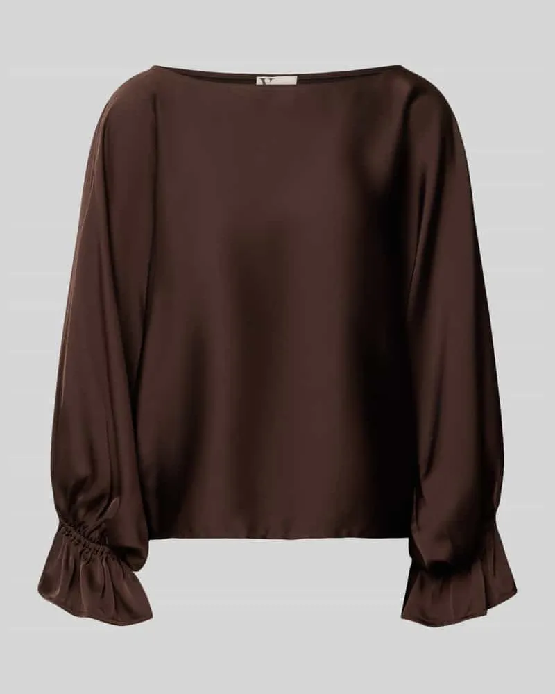 Vera Mont Blusenshirt aus Satin mit Volantärmeln Dunkelbraun