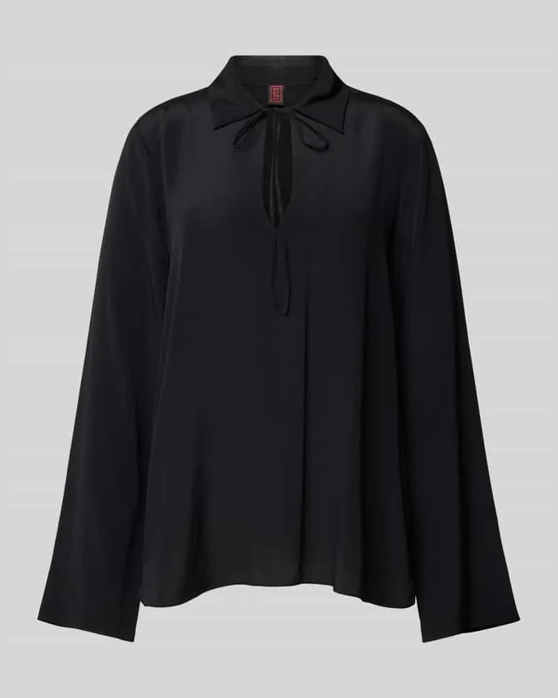 Stefanel Relaxed Fit Bluse mit Schlüsselloch-Ausschnitt Black