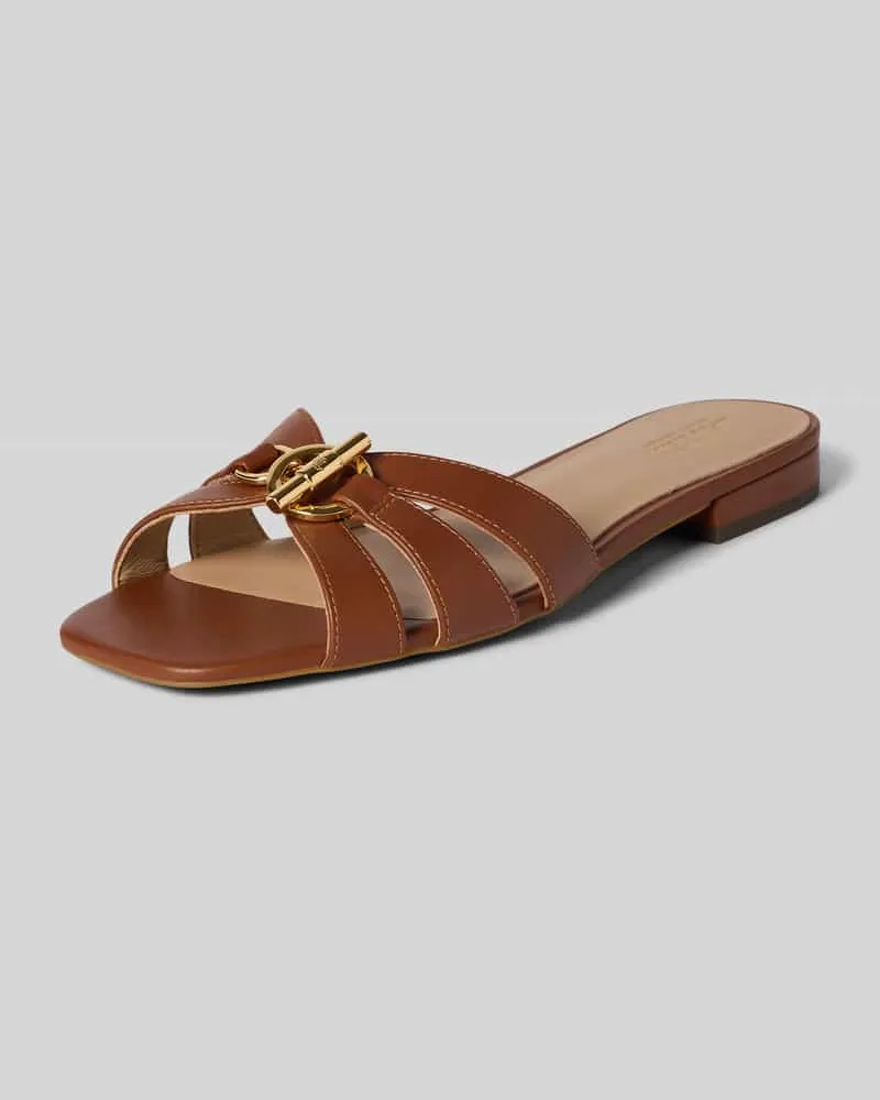 Ralph Lauren Pantoletten aus echtem Leder Modell 'BLAIKE SLIDE Cognac