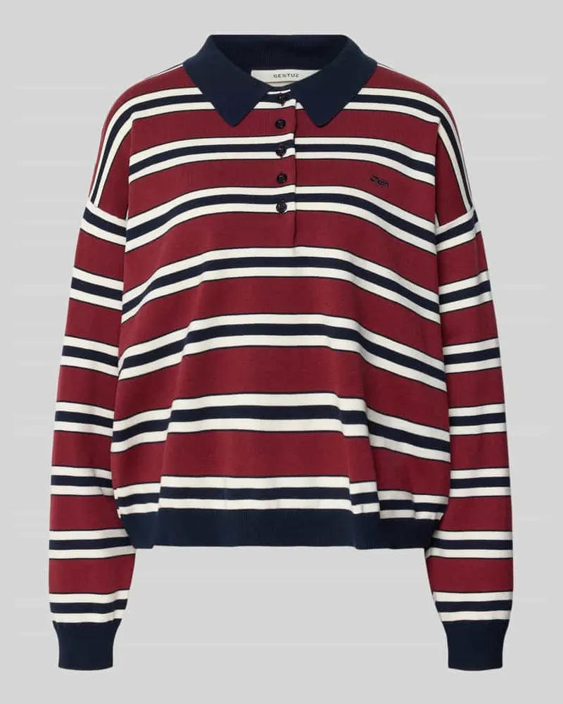 Gestuz Oversized Longsleeve mit Polokragen Modell 'paige Dunkelrot