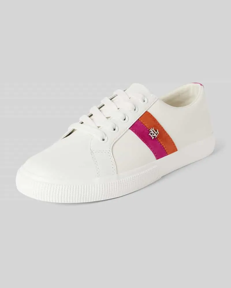 Ralph Lauren Ledersneaker mit Label-Applikation Modell 'JANSON II Weiss