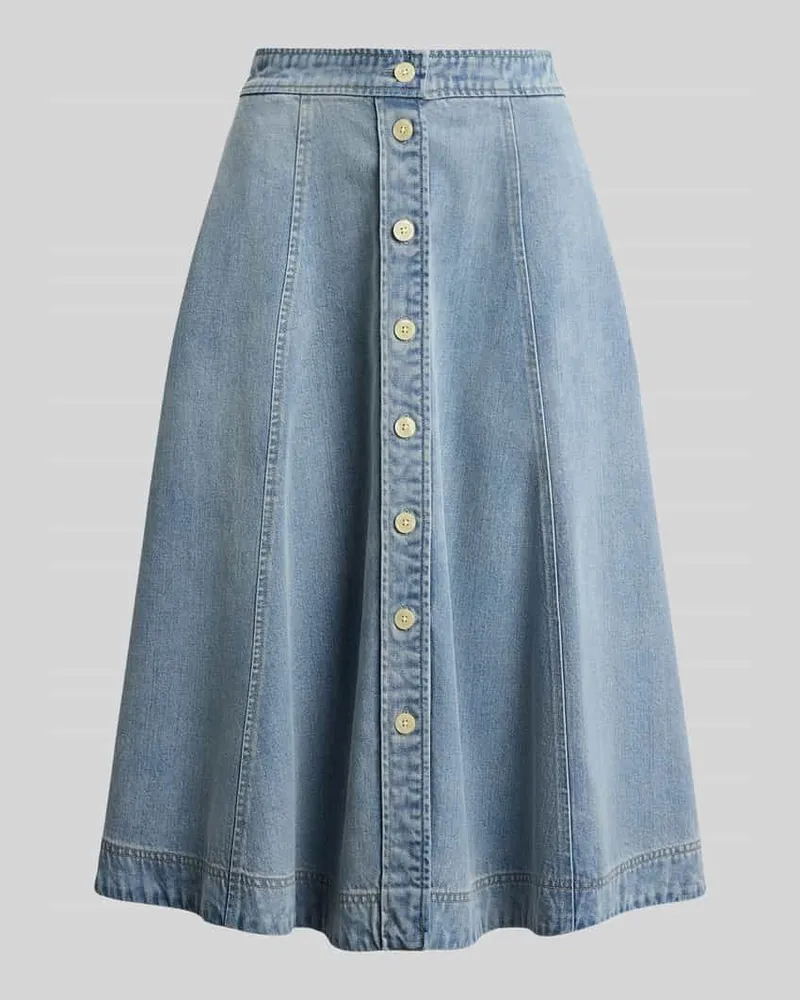 Ralph Lauren Midi-Rock aus Lyocell-Mix mit seitlichen Eingrifftaschen Jeansblau