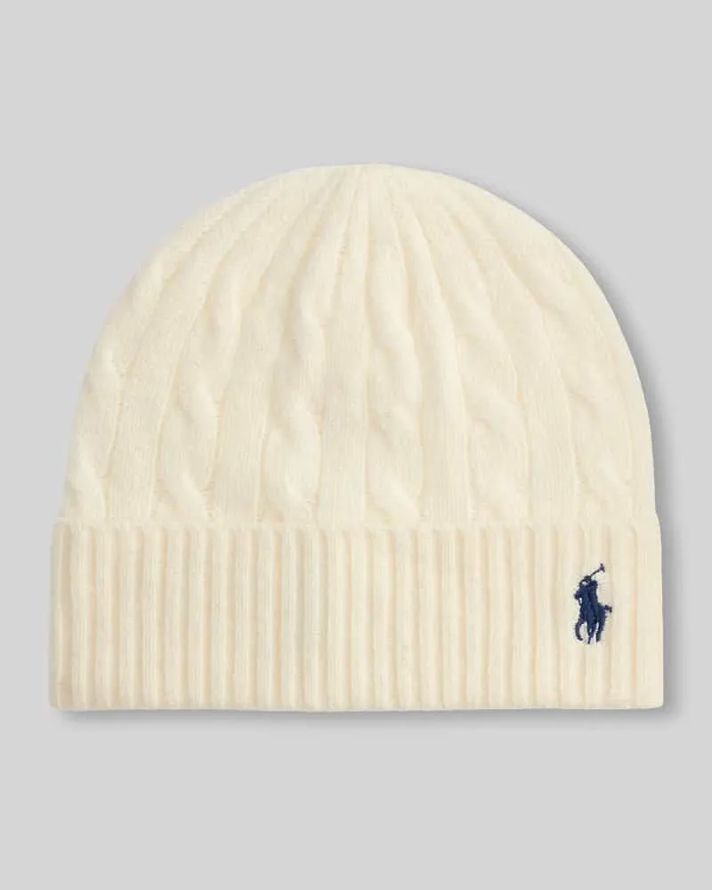 Ralph Lauren Mütze aus Woll-Mix mit Logo-Stitching Offwhite