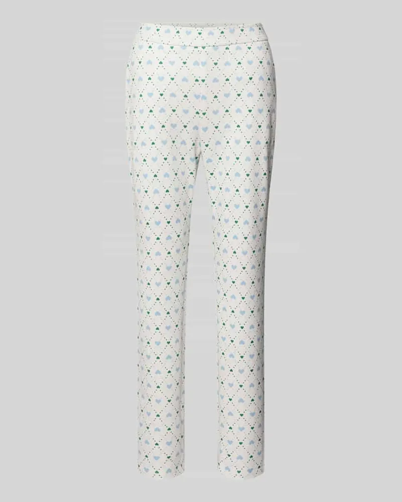 Marc Cain Slim Fit Stoffhose mit Allover-Logo-Print Offwhite