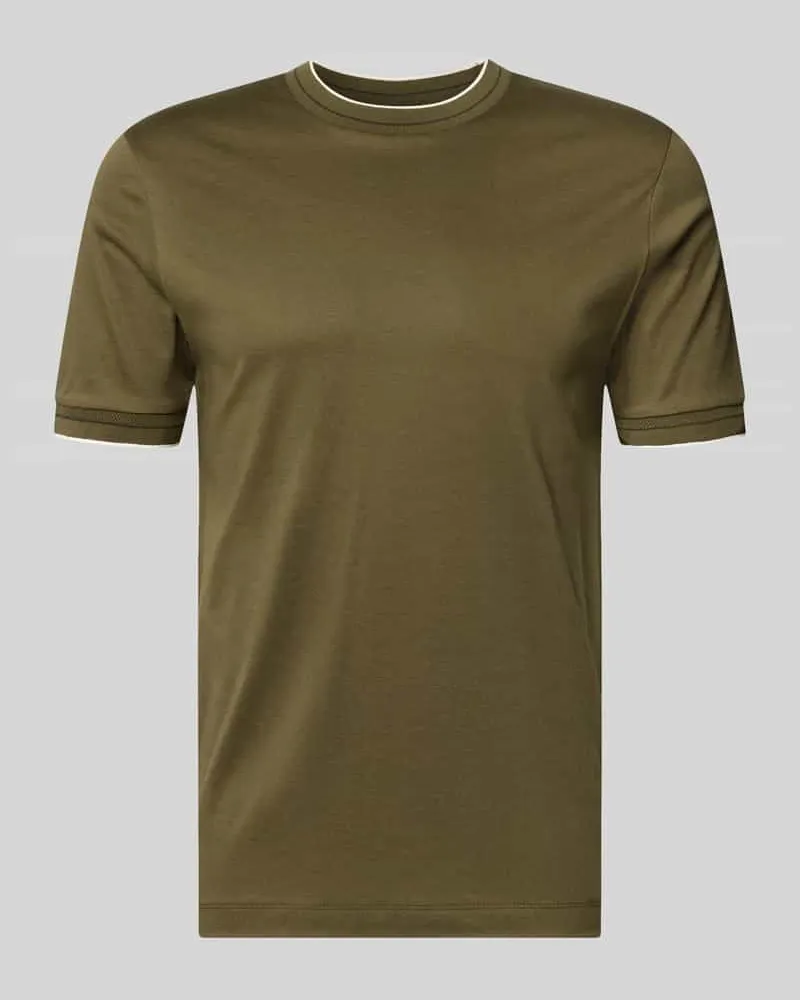 HUGO BOSS Slim Fit T-Shirt aus reiner Baumwolle Modell 'Tessler 195 Oliv