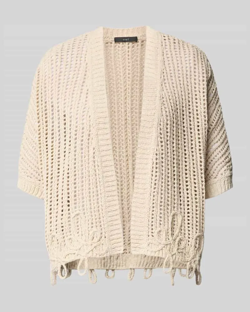 Oui  Strickweste in offener Passform mit 1/2-Arm Ecru