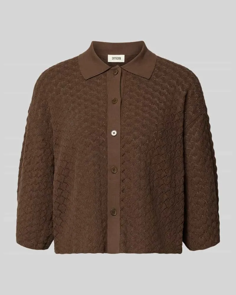 Drykorn Strickshirt mit 3/4-Arm und Knopfleiste Modell 'LOYSIA Taupe