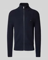 Tommy Hilfiger Strickjacke mit geripptem Stehkragen Marine