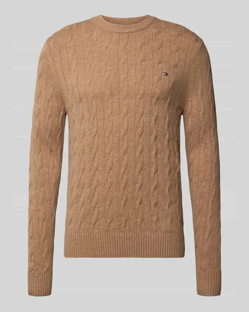 Tommy Hilfiger Regular Fit Pullover aus reiner Schafswolle Beige