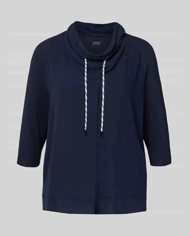 Marc Cain T-Shirt aus Baumwoll-Mix mit Tunnelzug Marine