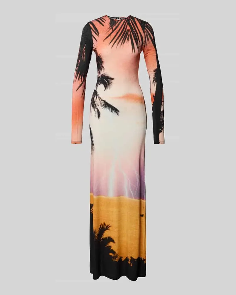 Paco Rabanne Slim Fit Maxikleid aus Viskose-Mix Orange
