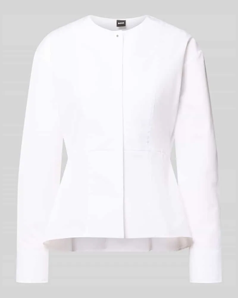 HUGO BOSS Slim Fit Langarmbluse aus reiner Baumwolle Modell 'BEPLUM Weiss