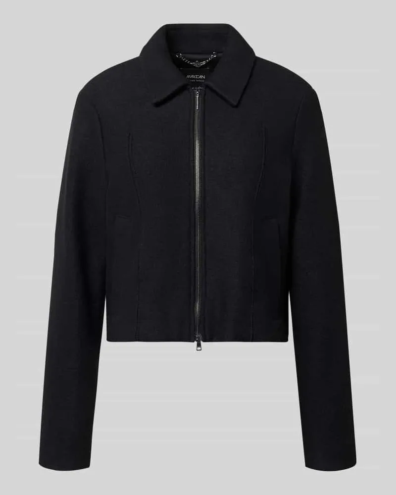 Marc Cain Regular Fit Blazer aus Schurwolle mit Zweiwege-Reißverschluss Black
