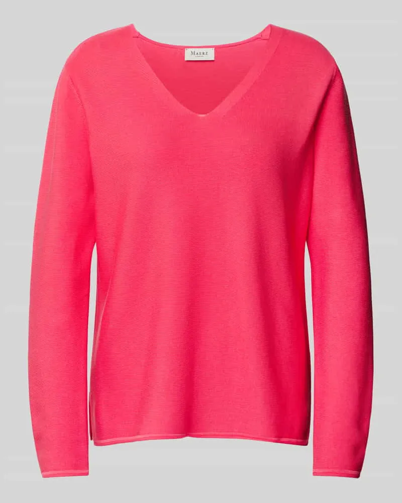 Maerz Strickpullover mit V-Ausschnitt Hellrot