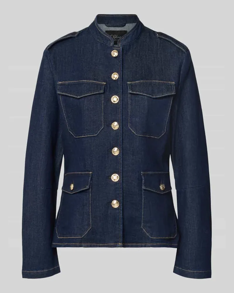 S.Oliver Regular Fit Jeansjacke mit Schmuckknöpfen Dunkelblau