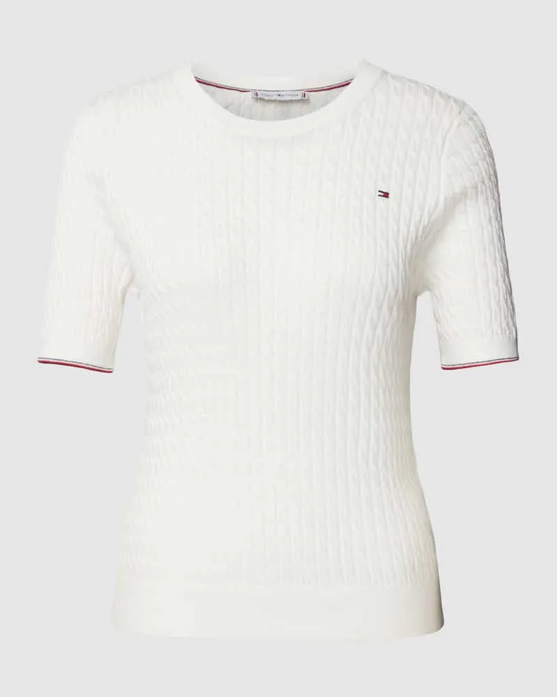 Tommy Hilfiger Strickshirt mit Zopfmuster Ecru