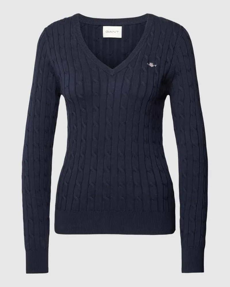 Gant Strickpullover mit Zopfmuster Marine