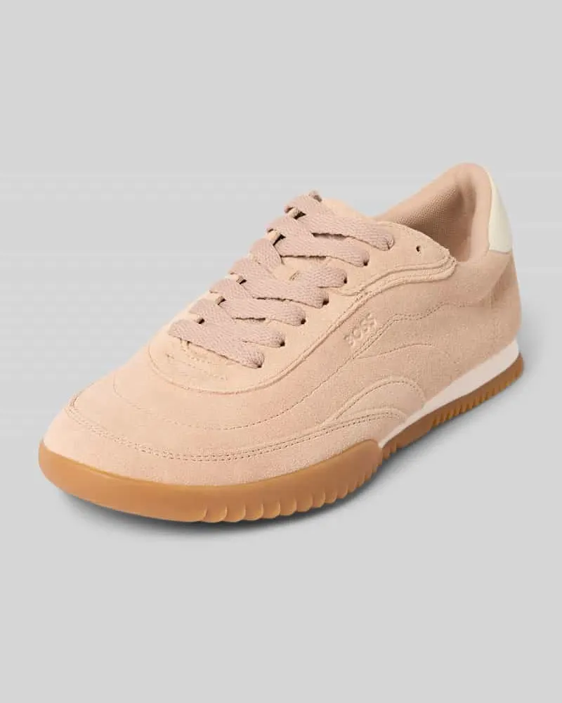 HUGO BOSS Ledersneaker mit Label-Prägung Modell 'CARLYNN_LOWP_SDW Pink