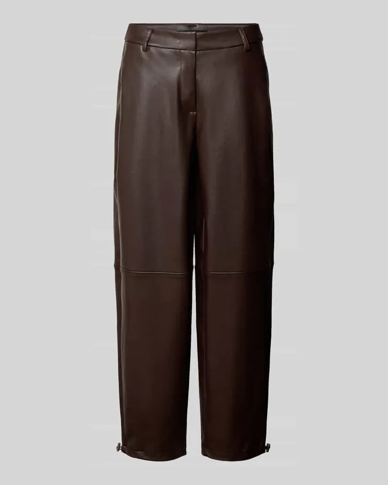 ZERO Regular Fit Hose in Leder-Optik mit Eingrifftaschen Schoko