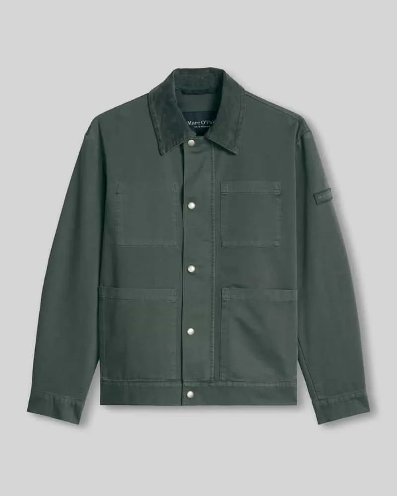 Marc O'Polo Regular Fit Blouson aus reiner Baumwolle mit Cordkragen Oliv