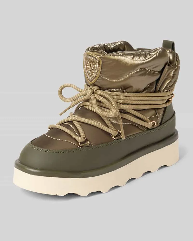 Blauer Boots mit Label-Patch Khaki