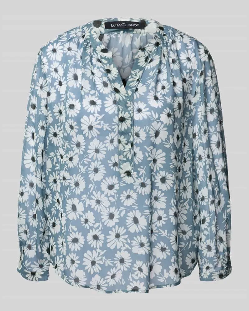 Luisa Cerano Blusenshirt mit V-Ausschnitt Rauchblau