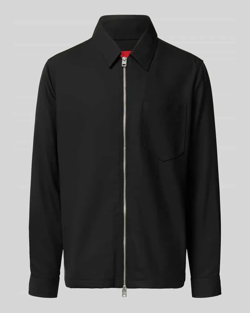 HUGO BOSS Regular Fit Hemdjacke mit Reißverschluss Modell 'ENASOZ Black