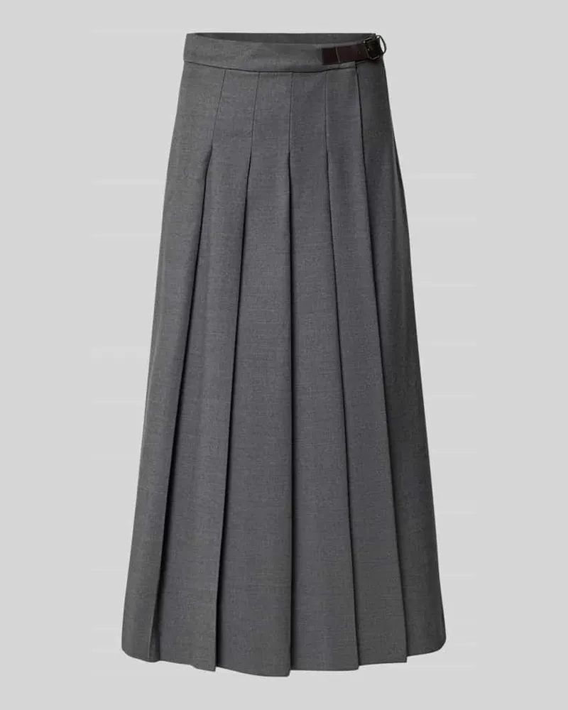 Max Mara Ausgestellter Wickelrock aus Schurwoll-Mix Modell 'FASTOSO Mittelgrau