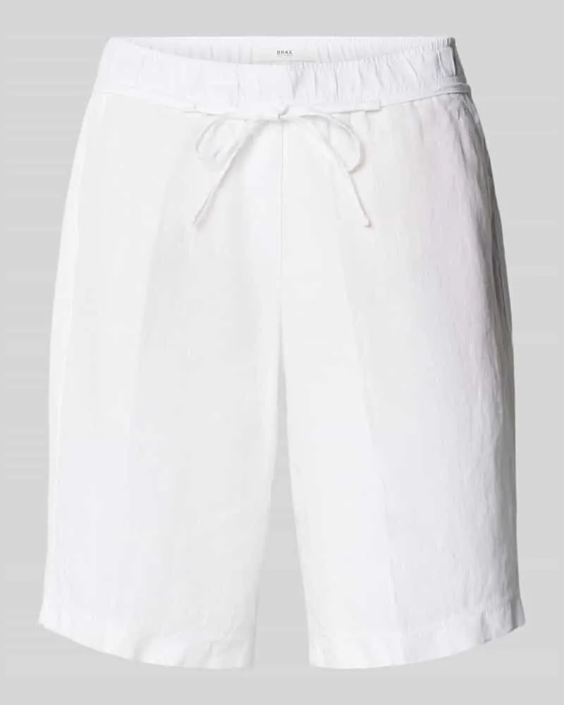 Brax Regular Fit Leinenshorts mit Bindegürtel Weiss