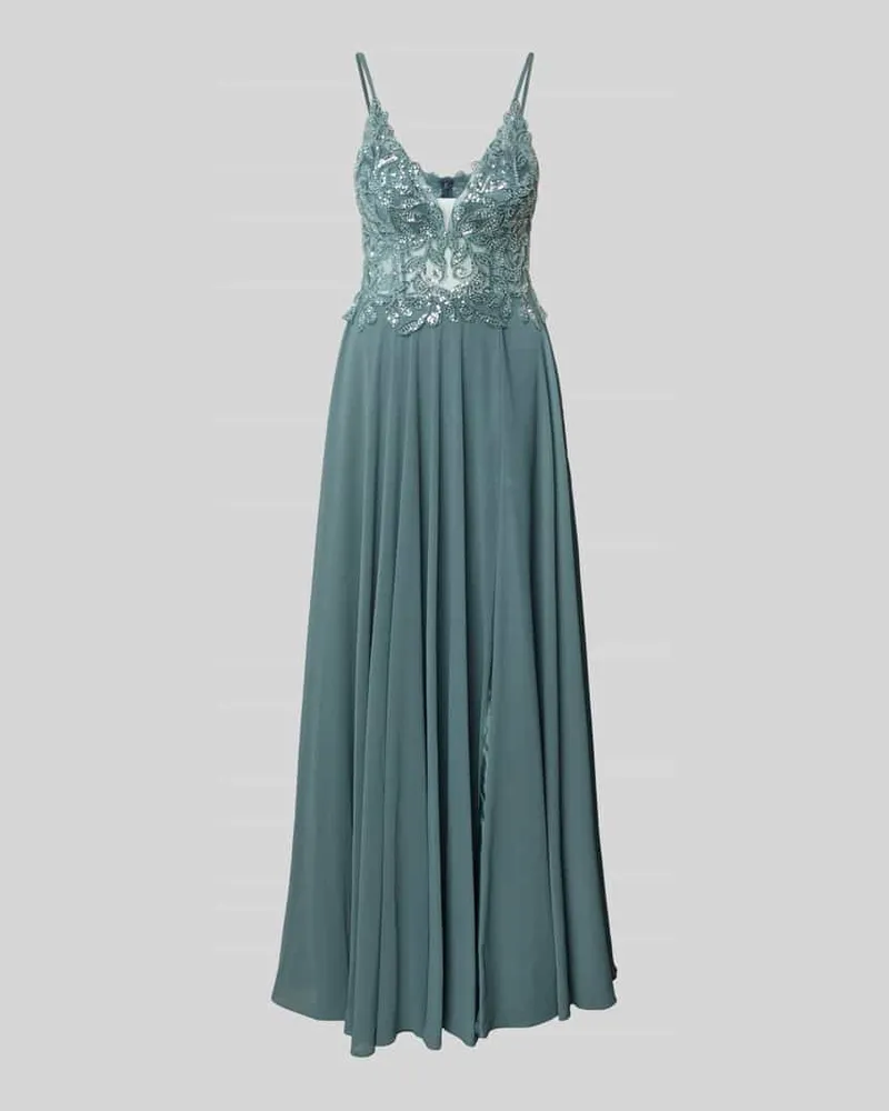 Mascara Abendkleid mit Paillettenbesatz Oliv