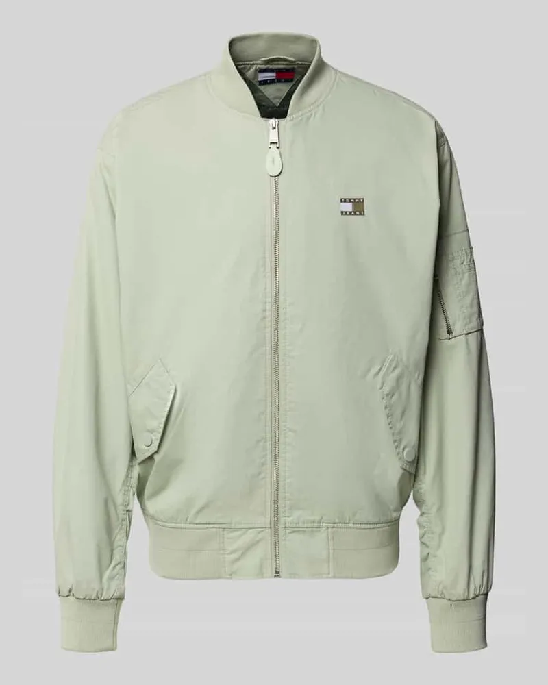 Tommy Hilfiger Regular Fit Bomberjacke mit geripptem Stehkragen Schilf
