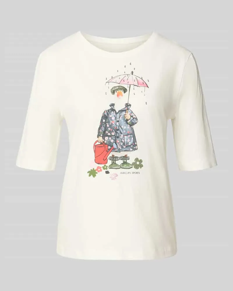 Marc Cain Regular Fit T-Shirt aus reiner Baumwolle Weiss