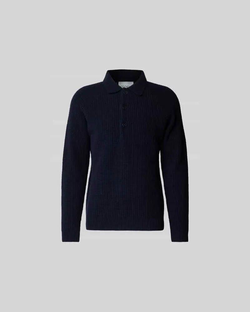 Closed Pullover in Strick-Optik mit Polokragen Dunkelblau