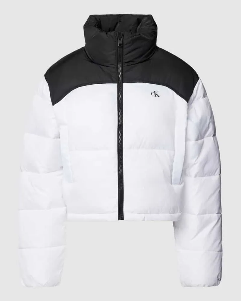 Calvin Klein Cropped Steppjacke mit Label-Detail Weiss