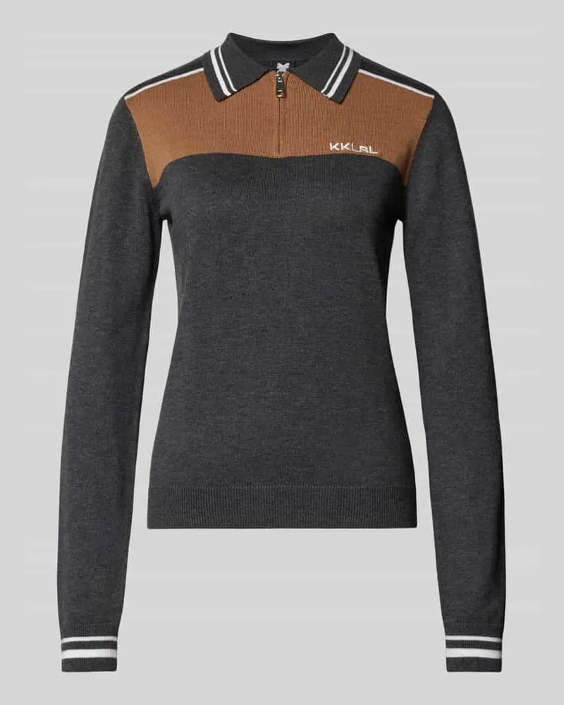 Karo Kauer Slim Fit Strickpullover aus Viskose-Mix mit Kaschmir-Anteil Dunkelgrau