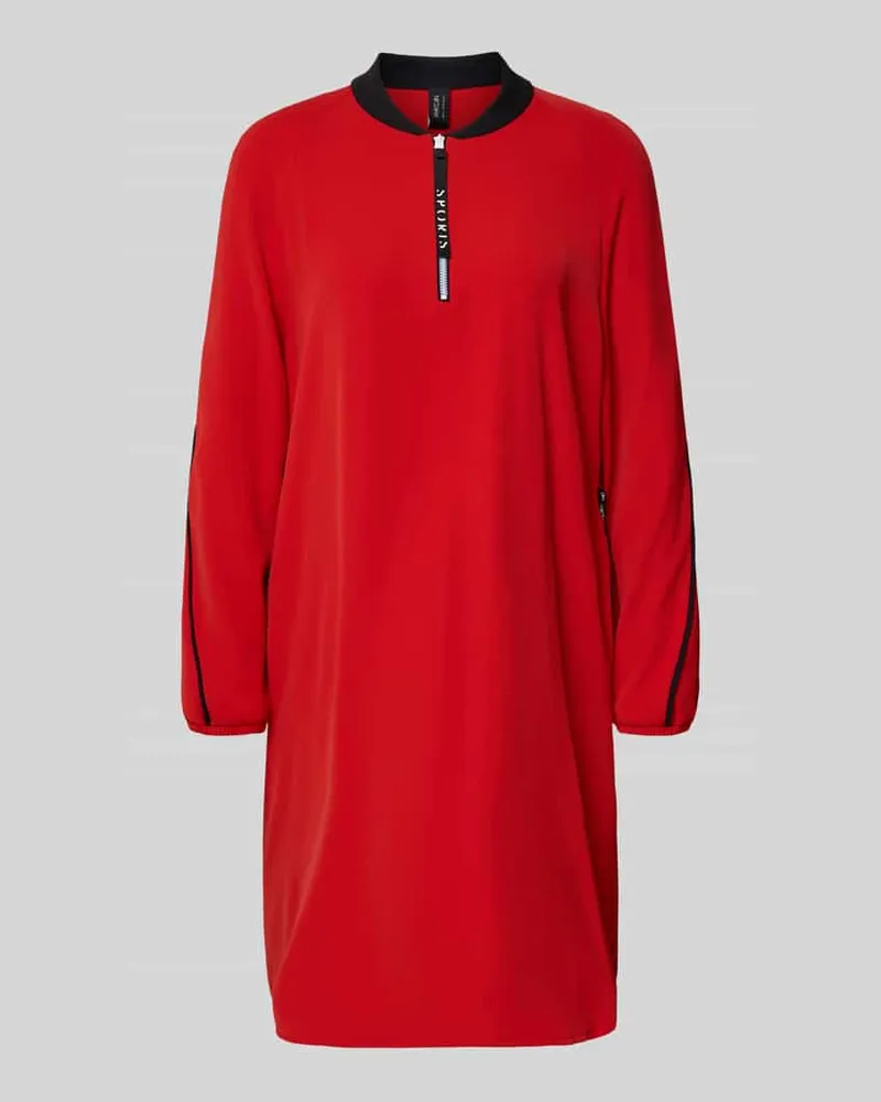 Marc Cain Knielanges Kleid mit geripptem Stehkragen Rot