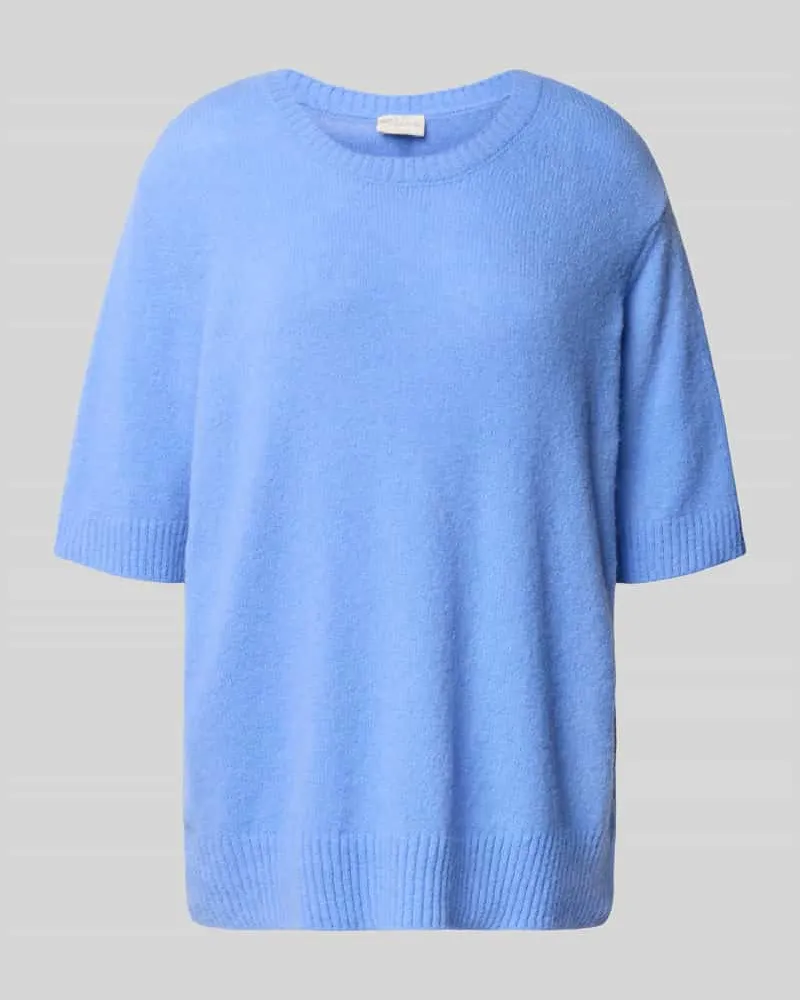 Milano Italy Oversized Strickpullover mit Rundhalsausschnitt Bleu