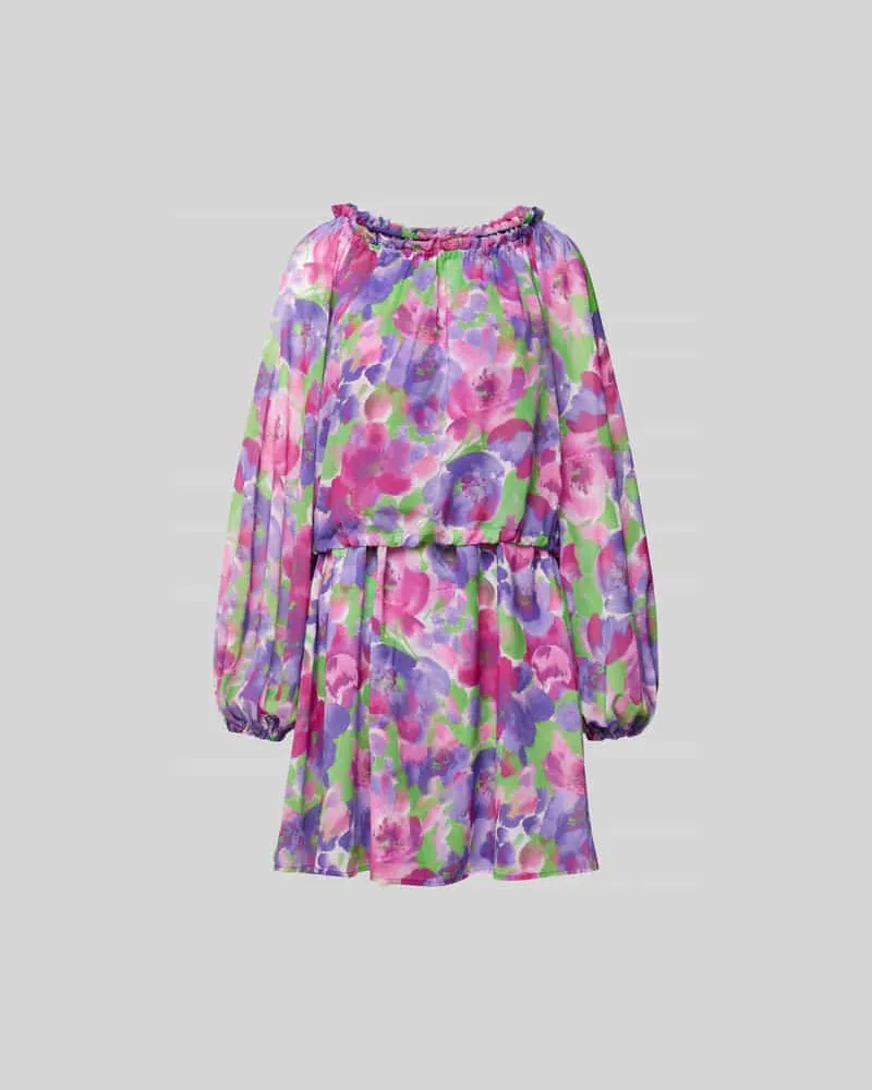 ROTATE Birger Christensen Minikleid mit floralem Muster Lila