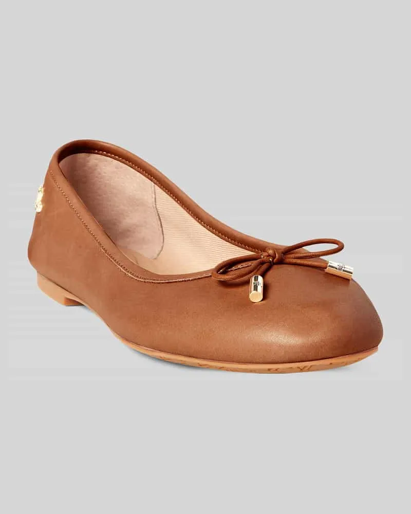 Ralph Lauren Ballerina aus echtem Leder Modell 'JAYNA Cognac