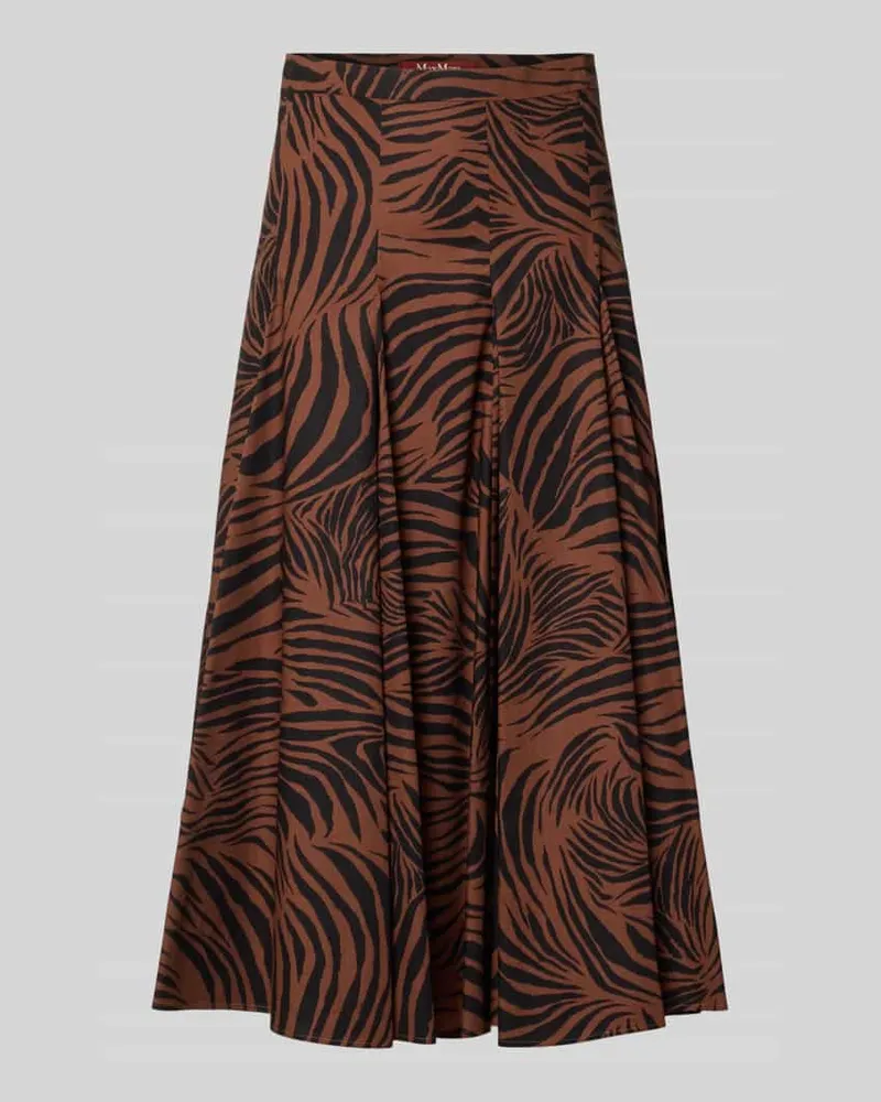 Max Mara Ausgestellter Midi-Rock aus reiner Baumwolle Modell 'PANTEON Mittelbraun