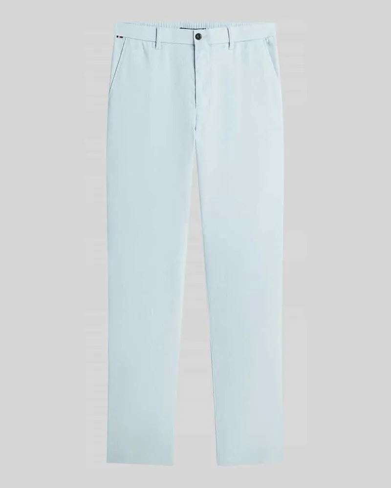 Tommy Hilfiger Regular Fit Leinenhose mit Logo-Stitching Modell 'Denton Blau