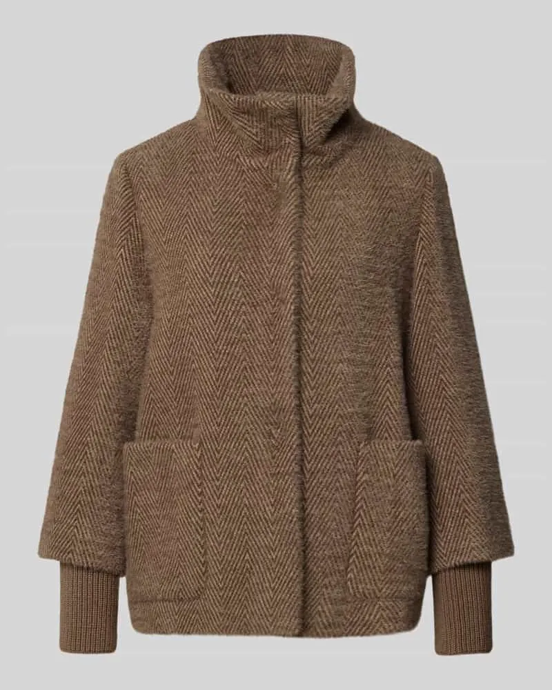 S.Oliver Regular Teddy- / Webpelzjacke mit Stehkragen Taupe