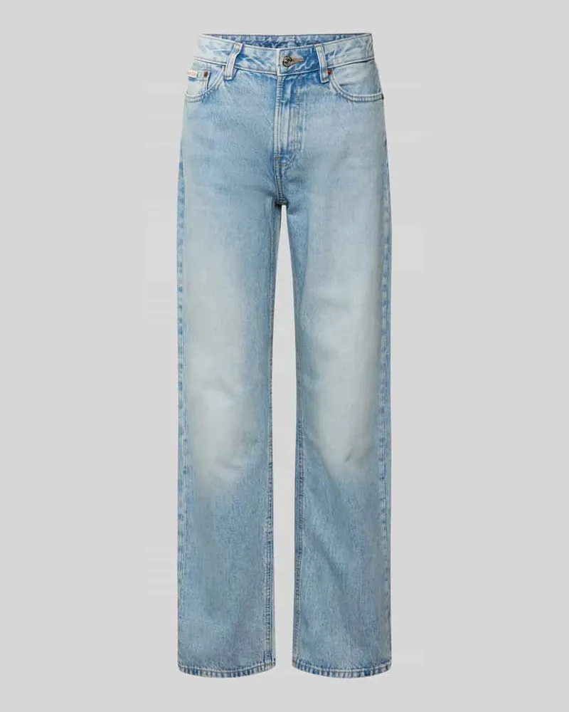 Calvin Klein Straight Fit Jeans mit Label-Detail Hellblau