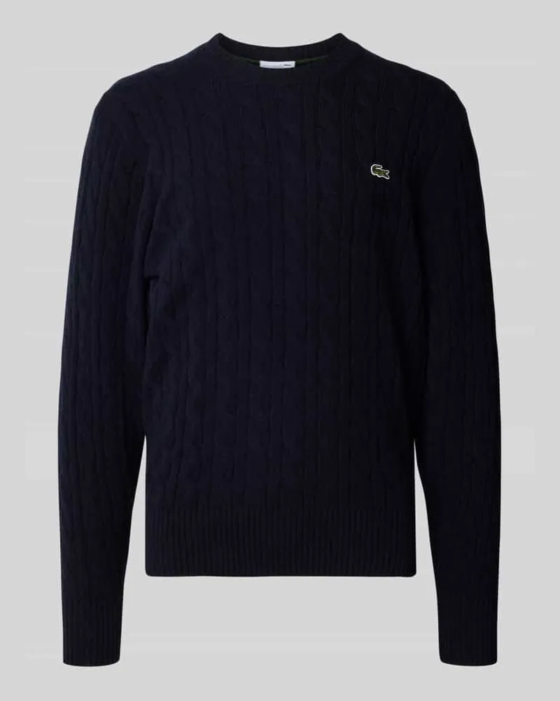 Lacoste Regular Fit Strickpullover aus reiner Wolle Dunkelblau
